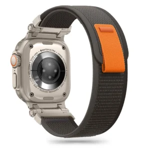Tech-Protect Nylon Delta Strap for Apple Watch 4 / 5 / 6 / 7 / 8 / 9 / SE / Ultra 1 / 2 (42 / 44 / 45 / 49 mm) - Black-Orangeeng