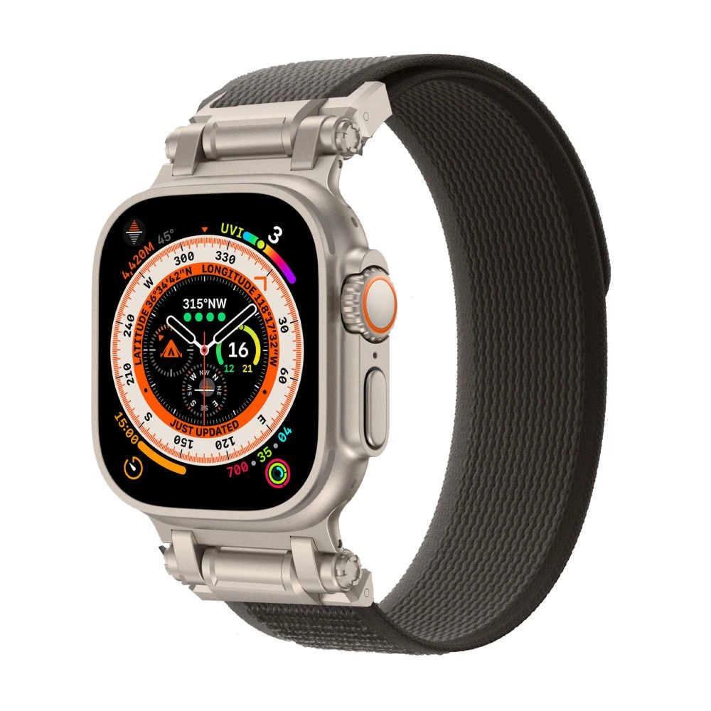 Tech-Protect Nylon Delta Strap for Apple Watch 4 / 5 / 6 / 7 / 8 / 9 / SE / Ultra 1 / 2 (42 / 44 / 45 / 49 mm) - Black-Orangeeng