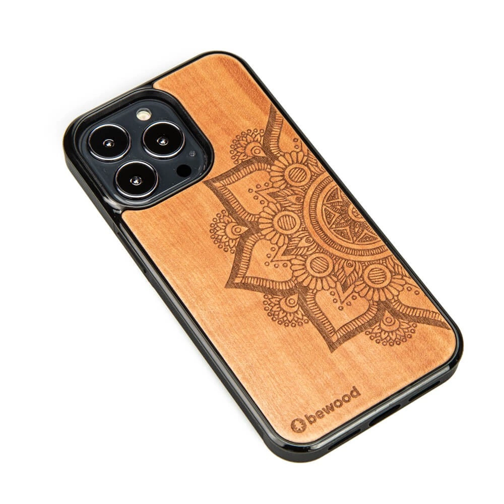 Bewood Mandala Apple Tree Wooden Case for iPhone 13 Pro - Light Browneng