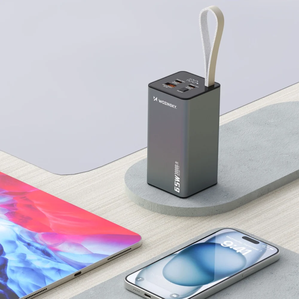 Powerbank Wozinsky K65+ 65W 30000mAh 2x USB-C, 1x USB-A 65W - grayeng