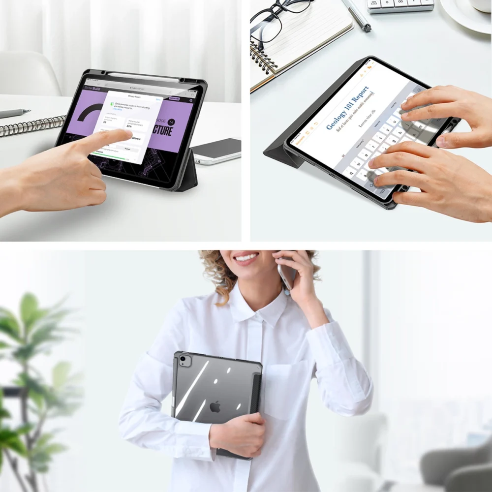 Dux Ducis Toby case with flap and stand for iPad Air 13" 2024 / iPad Pro 12.9" 2018-2022 - blackeng