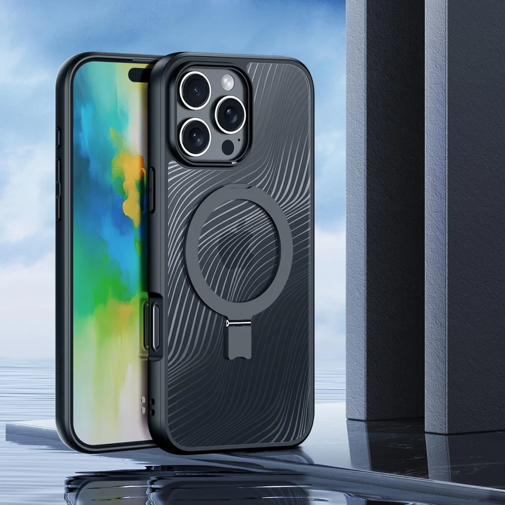 Dux Ducis Aimo Mag Case with MagSafe and Stand for iPhone 16 Pro Max - Blackeng