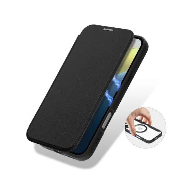 Dux Ducis Skin X Pro iPhone 16 Case with MagSafe and Flip Cover - Blackeng