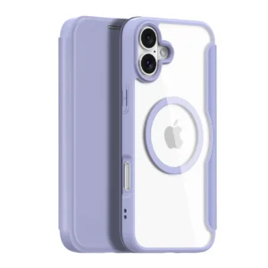 Dux Ducis Skin X Pro iPhone 16 Case with MagSafe and Flip Cover - Purpleeng