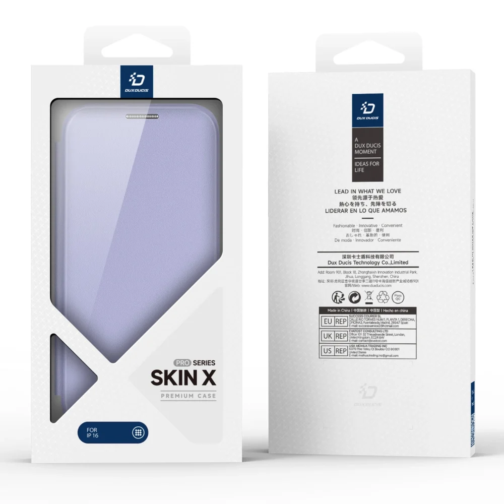 Dux Ducis Skin X Pro iPhone 16 Case with MagSafe and Flip Cover - Purpleeng