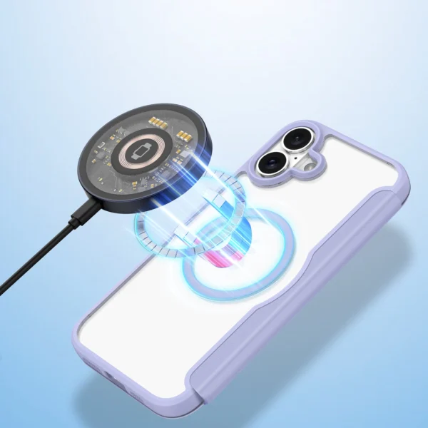 Dux Ducis Skin X Pro iPhone 16 Case with MagSafe and Flip Cover - Purpleeng
