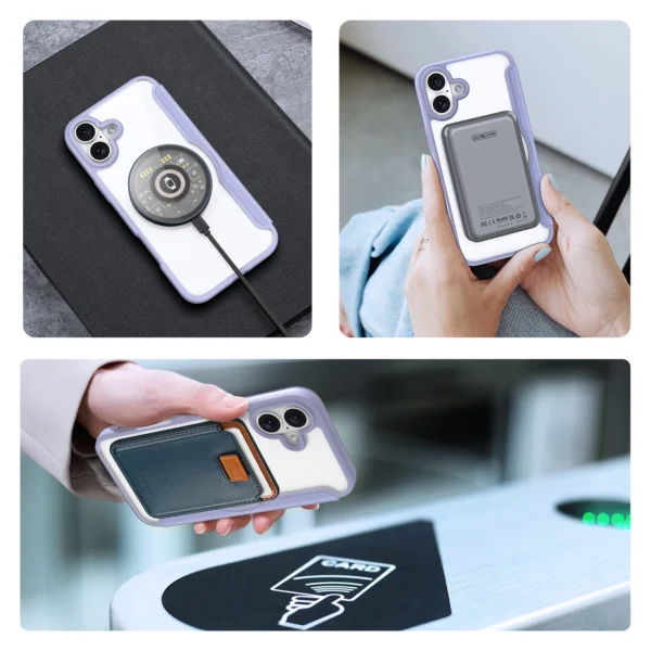 Dux Ducis Skin X Pro iPhone 16 Case with MagSafe and Flip Cover - Purpleeng