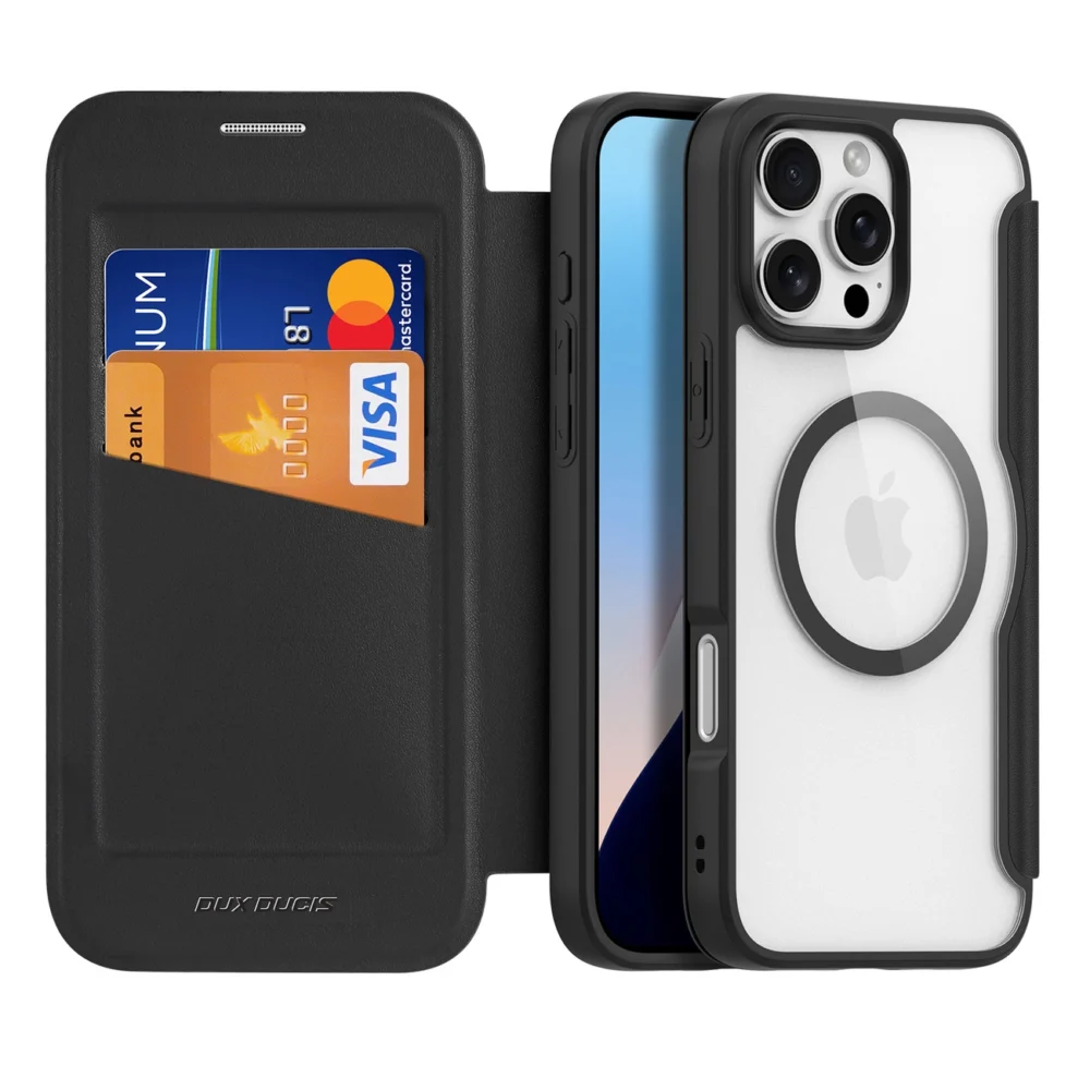 Dux Ducis Skin X Pro iPhone 16 Pro Case with MagSafe and Flip Cover - Blackeng
