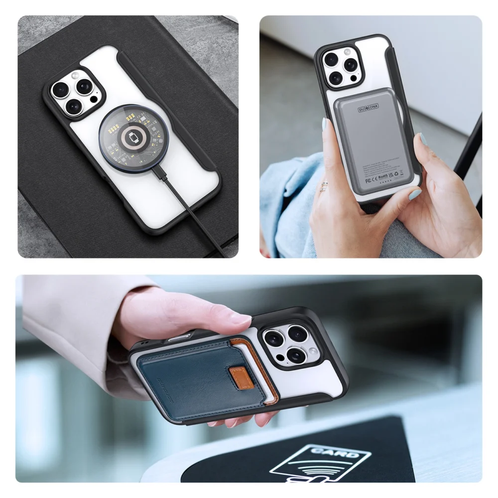 Dux Ducis Skin X Pro iPhone 16 Pro Case with MagSafe and Flip Cover - Blackeng