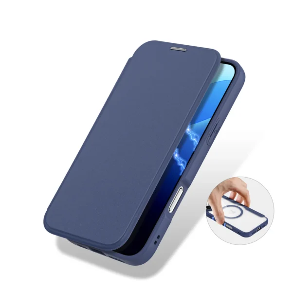 Dux Ducis Skin X Pro iPhone 16 Pro Case with MagSafe and Flip Cover - Blueeng