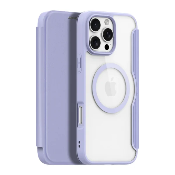 Dux Ducis Skin X Pro iPhone 16 Pro Case with MagSafe and Flip Cover - Purpleeng