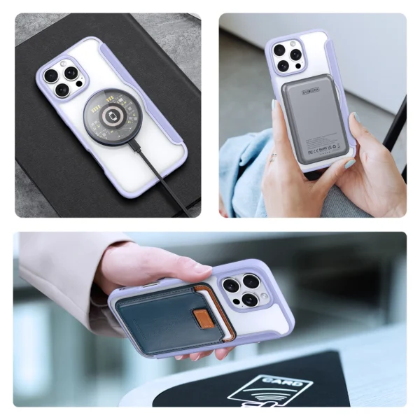 Dux Ducis Skin X Pro iPhone 16 Pro Case with MagSafe and Flip Cover - Purpleeng