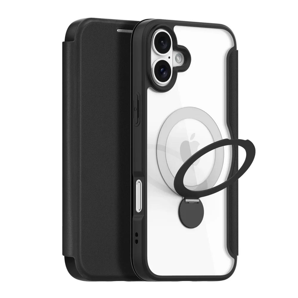 Dux Ducis Skin X Pro iPhone 16 Case with MagSafe, Flip and Stand - Blackeng