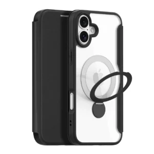 Dux Ducis Skin X Pro iPhone 16 Case with MagSafe, Flip and Stand - Blackeng