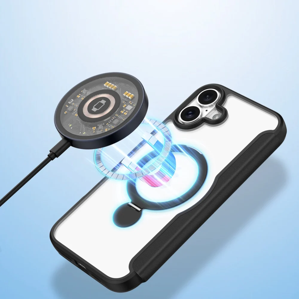 Dux Ducis Skin X Pro iPhone 16 Case with MagSafe, Flip and Stand - Blackeng