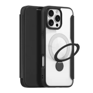 Dux Ducis Skin X Pro iPhone 16 Pro Case with MagSafe, Flip and Stand - Blackeng