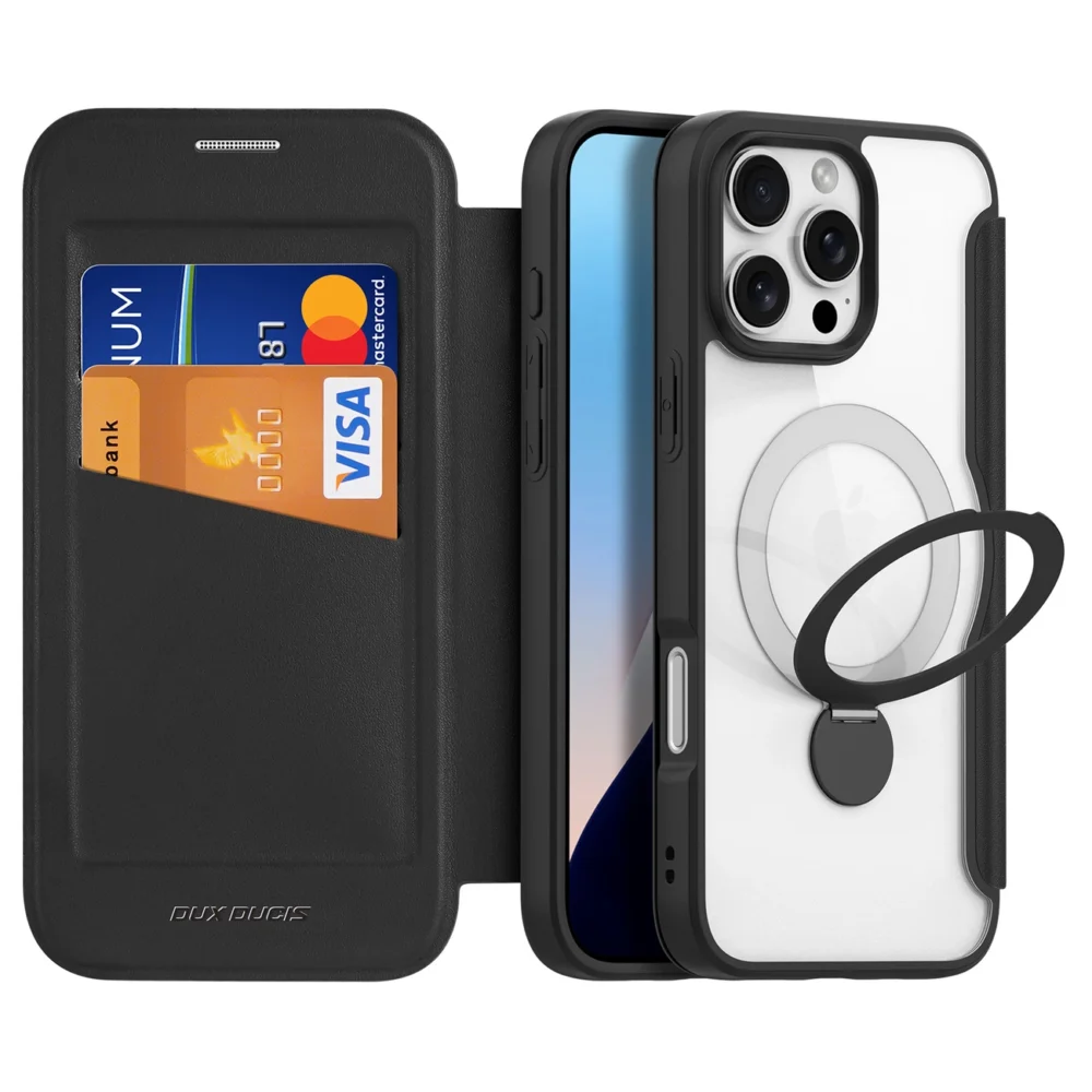 Dux Ducis Skin X Pro iPhone 16 Pro Case with MagSafe, Flip and Stand - Blackeng