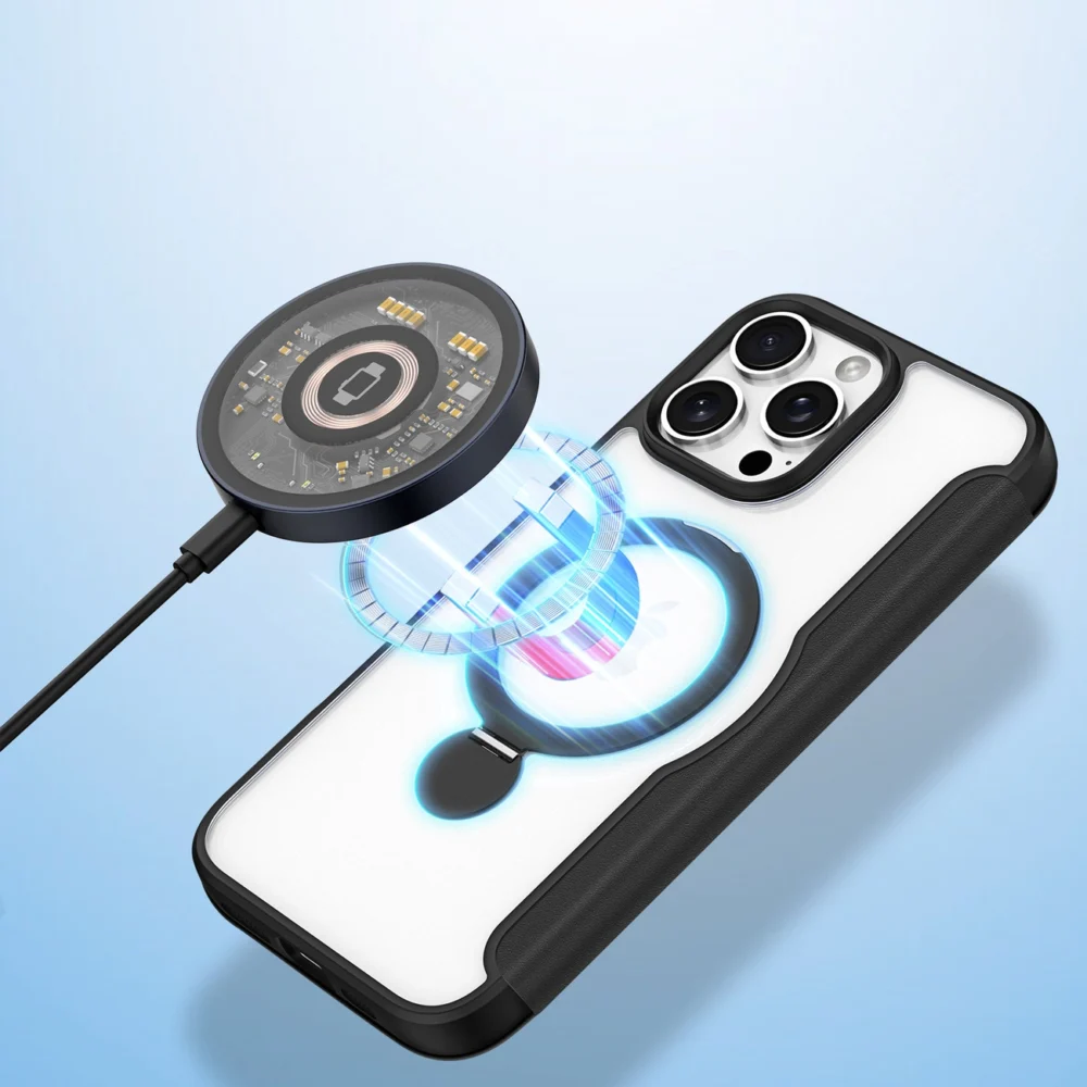 Dux Ducis Skin X Pro iPhone 16 Pro Case with MagSafe, Flip and Stand - Blackeng