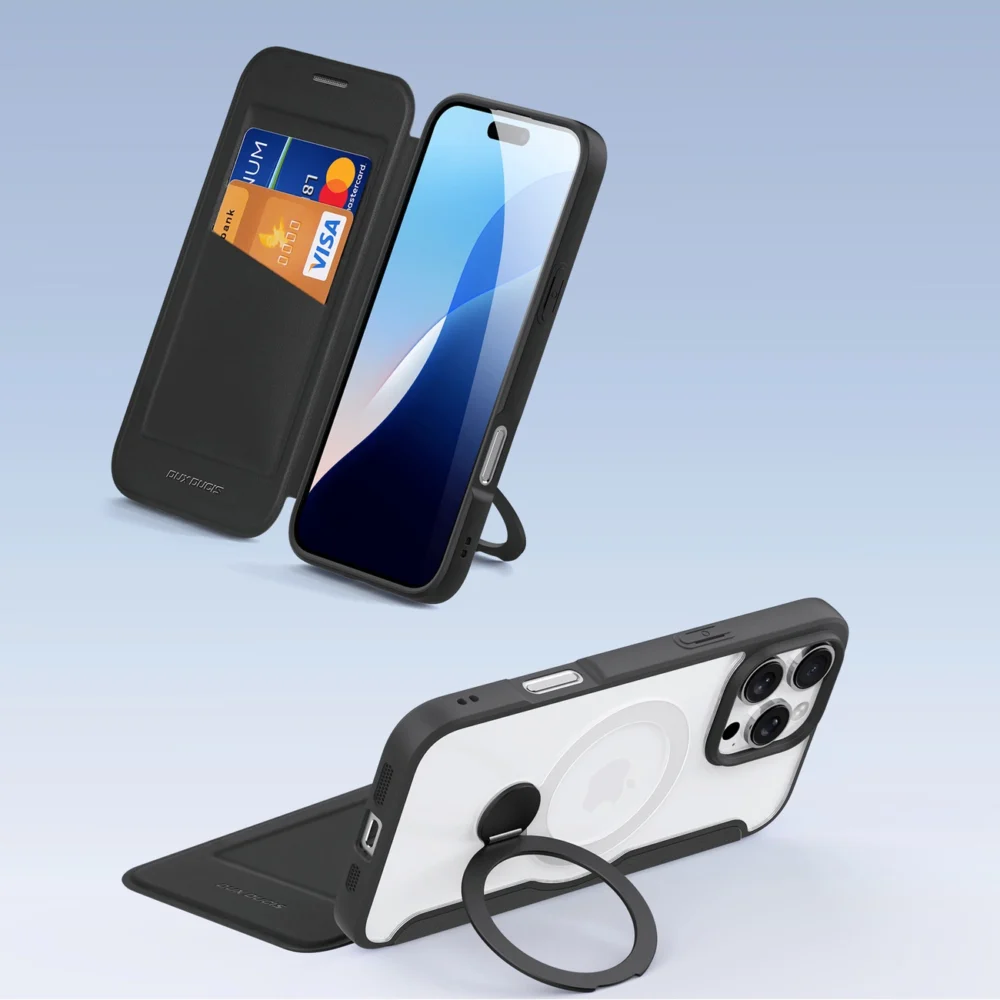 Dux Ducis Skin X Pro iPhone 16 Pro Case with MagSafe, Flip and Stand - Blackeng