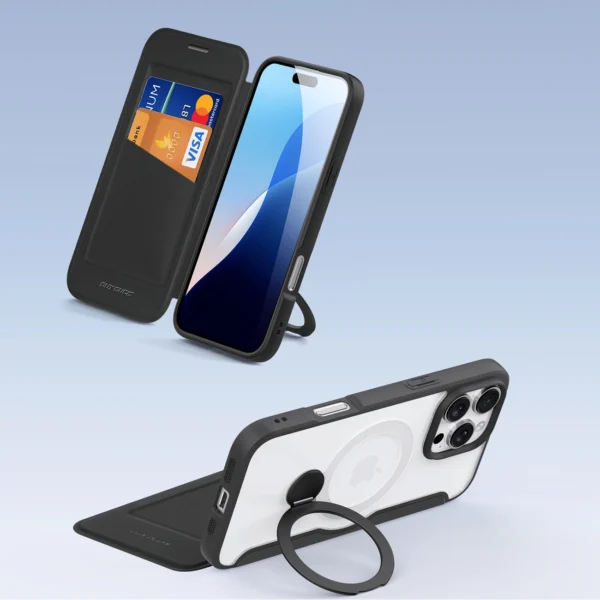 Dux Ducis Skin X Pro iPhone 16 Pro Case with MagSafe, Flip and Stand - Blackeng