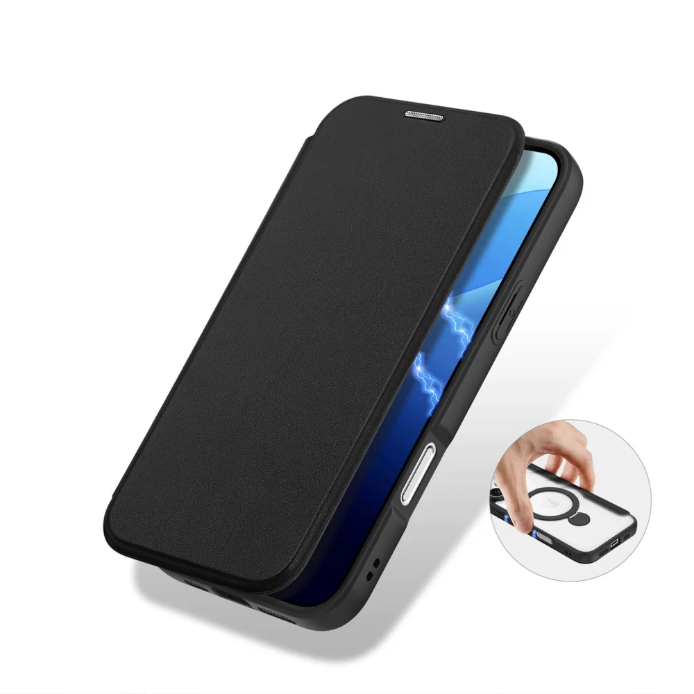 Dux Ducis Skin X Pro iPhone 16 Pro Case with MagSafe, Flip and Stand - Blackeng