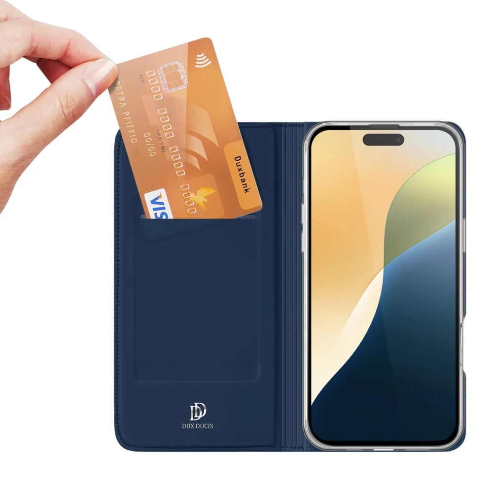 Dux Ducis Skin Pro iPhone 16 Case with Flap and Card Slot - Blueeng