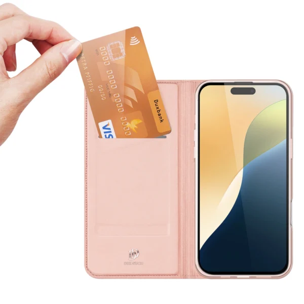 Dux Ducis Skin Pro iPhone 16 Case with Flap and Card Slot - Pinkeng