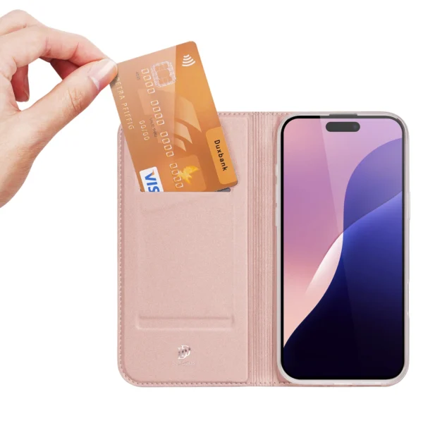 Dux Ducis Skin Pro iPhone 16 Pro Case with Flap and Card Slot - Pinkeng