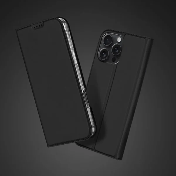 Dux Ducis Skin Pro iPhone 16 Pro Max Case with Flip and Card Slot - Blackeng