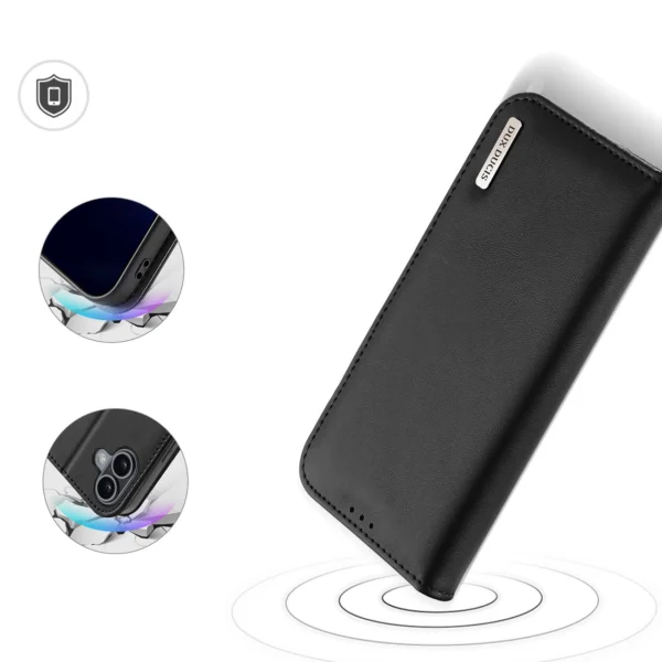 Dux Ducis Hivo iPhone 16 Case with Flip and RFID Protection - Blackeng
