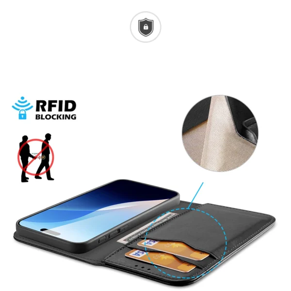 Dux Ducis Hivo iPhone 16 Pro Case with Flip and RFID Protection - Blackeng