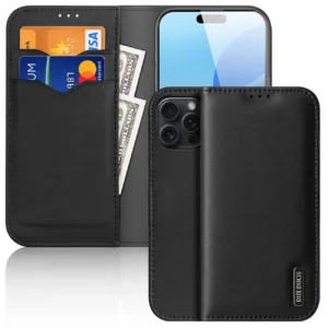 Dux Ducis Hivo iPhone 16 Pro Max Case with Flip and RFID Protection - Blackeng