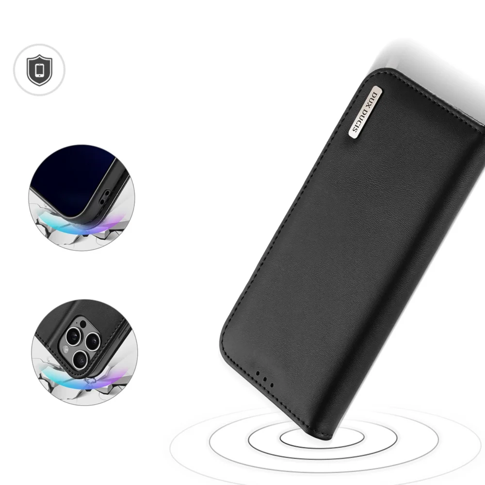 Dux Ducis Hivo iPhone 16 Pro Max Case with Flip and RFID Protection - Blackeng