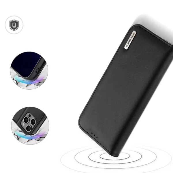 Dux Ducis Hivo iPhone 16 Pro Max Case with Flip and RFID Protection - Blackeng