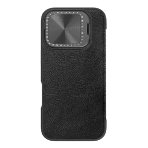 Nillkin Qin Prop Leather Case with Camera Cover and Stand for iPhone 16 Pro Max - Blackeng