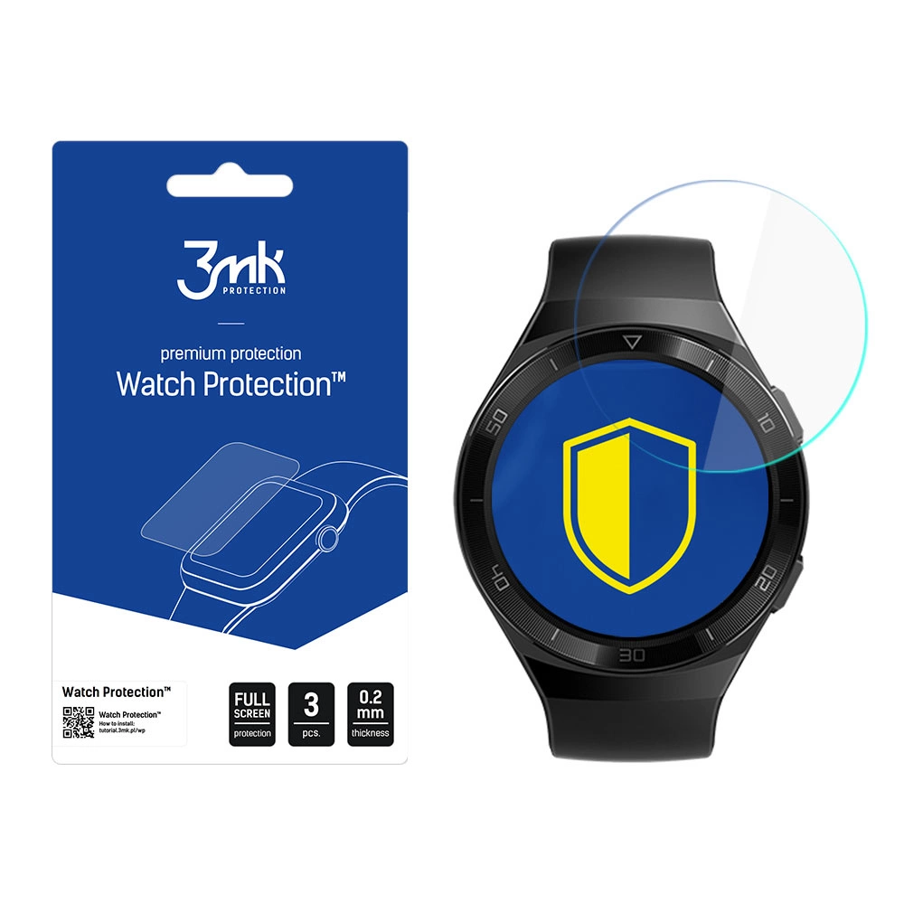 3mk Watch Protection™ v. FlexibleGlass hybrid glass on Huawei GT 2E 46 mmeng