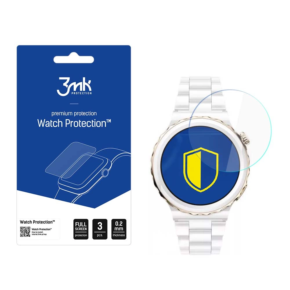 3mk Watch Protection™ v. FlexibleGlass hybrid glass on Huawei Watch GT 3 Pro Elegant 43 mmeng