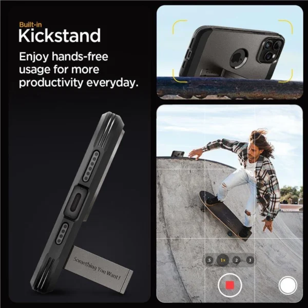 Spigen Tough Armor MagSafe case with stand for iPhone 15 Pro Max - browneng