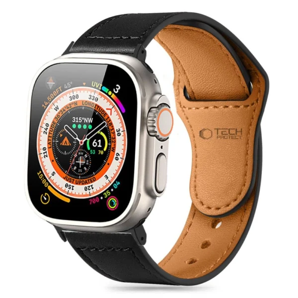 Tech-Protect Naturalfit Strap for Apple Watch 4 / 5 / 6 / 7 / 8 / 9 / SE / Ultra 1 / 2 (42 / 44 / 45 / 49 mm) - Blackeng