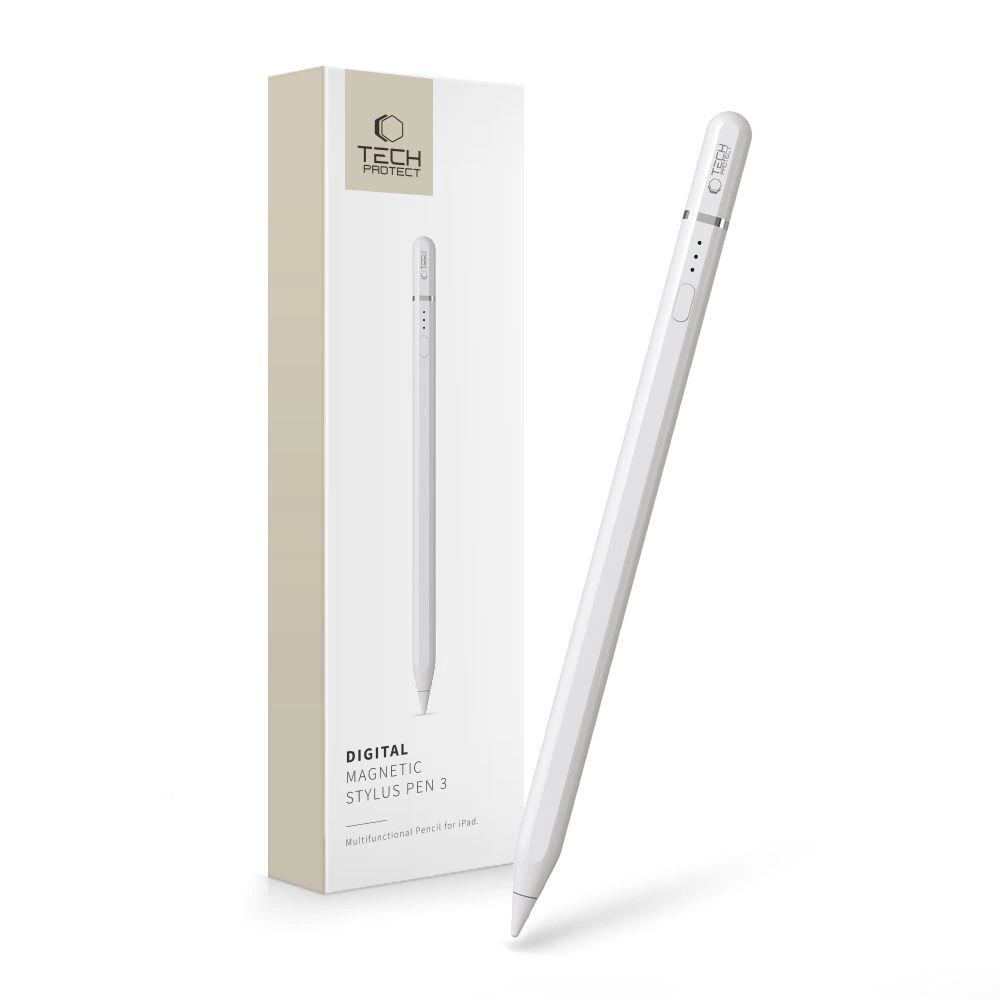Tech-Protect Digital Magnetic Stylus Pen 3 Magnetic for iPad Tablet - Whiteeng