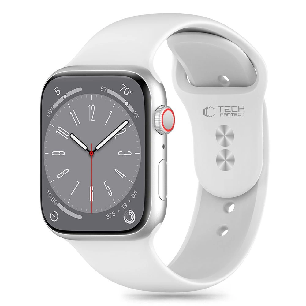 Tech-Protect Silicone Strap for Apple Watch 4 / 5 / 6 / 7 / 8 / 9 / SE / Ultra 1 / 2 (42 / 44 / 45 / 49 mm) - Whiteeng