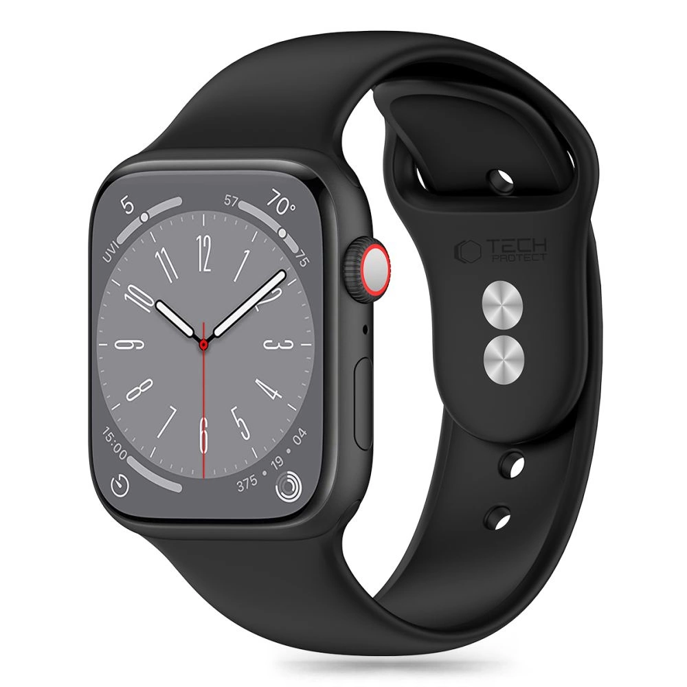 Tech-Protect Silicone Strap for Apple Watch 4 / 5 / 6 / 7 / 8 / 9 / SE / Ultra 1 / 2 (42 / 44 / 45 / 49 mm) - Blackeng