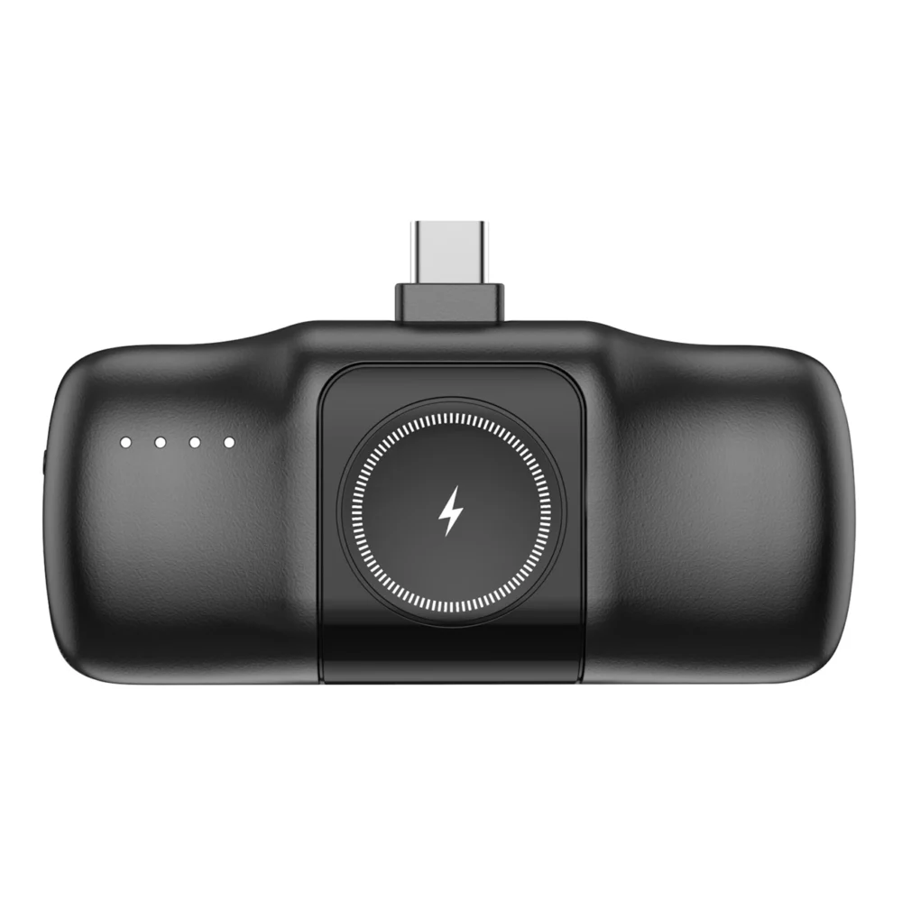 Wozinsky WF16-YCS 5000mAh 15W USB-C Mini Power Bank with Built-in USB-C Cable and Apple Watch Charger - Blackeng