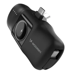 Wozinsky WF16-YCS 5000mAh 15W USB-C Mini Power Bank with Built-in USB-C Cable and Apple Watch Charger - Blackeng