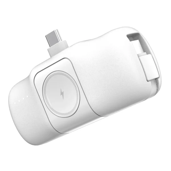 Wozinsky WF16-YCS 5000mAh 15W USB-C Mini Power Bank with Built-in USB-C Cable and Apple Watch Charger - Whiteeng