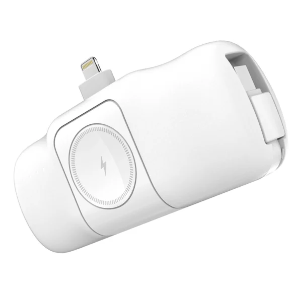 Wozinsky WF16-YLS 5000mAh 15W Lightning Mini Power Bank with Built-in USB-C Cable and Apple Watch Charger - Whiteeng