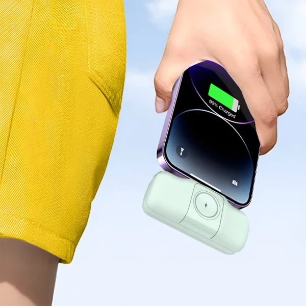 Wozinsky WF16-YLS 5000mAh 15W Lightning Mini Power Bank with Built-in USB-C Cable and Apple Watch Charger - Greeneng