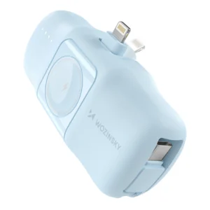 Wozinsky WF16-YLS 5000mAh 15W Lightning Mini Power Bank with Built-in USB-C Cable and Apple Watch Charger - Blueeng