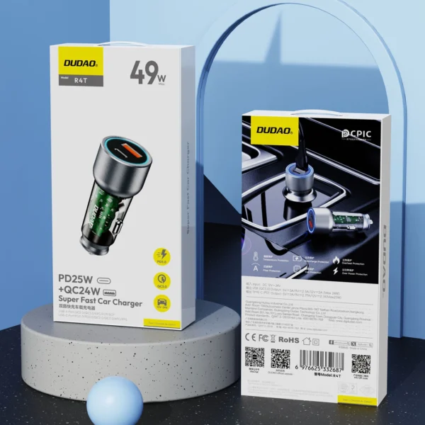 Dudao R4T 30W USB-A / USB-C Car Charger - Grayeng