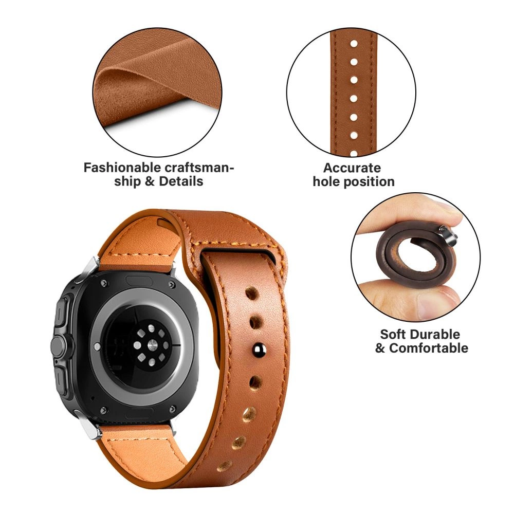 Tech-Protect LeatherFit Strap for Samsung Galaxy Watch Ultra (47mm) - Browneng